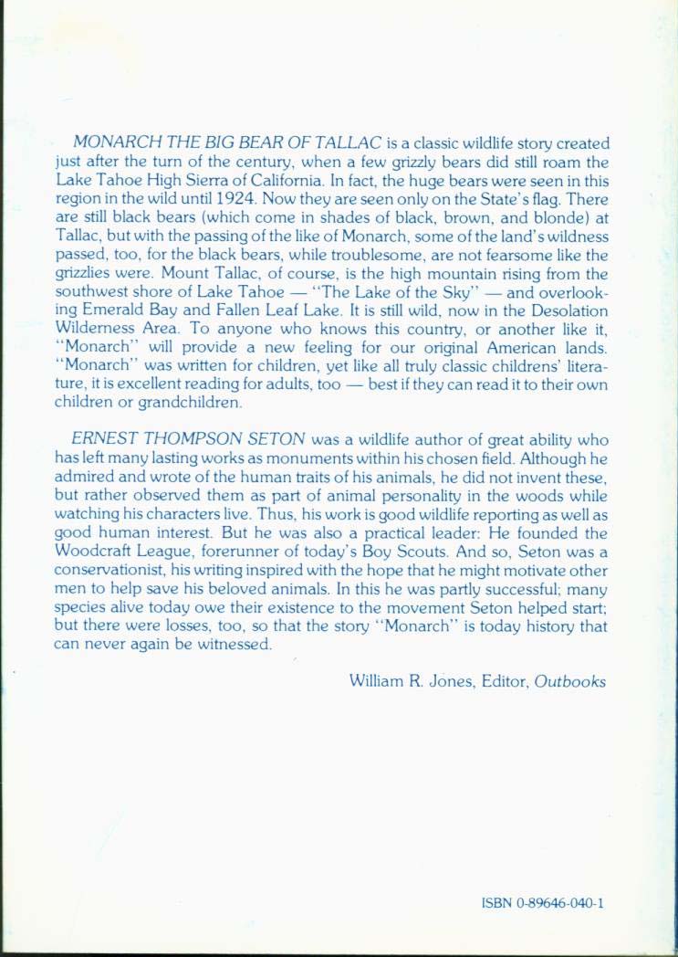 MONARCH, the Big Bear of Tallac in the Lake Tahoe High Sierra.&nbsp;vist0040l